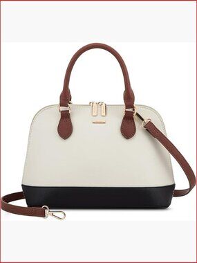 Faux Leather Double Zip Top Handle Dome Satchel Crossbody Bag